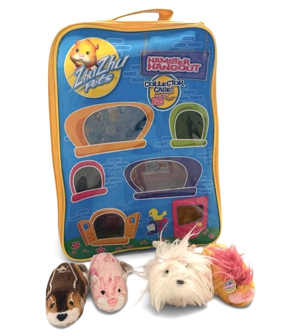 Zhu Zhu Pets LOT ZuZu Hamsters w Hamster Hangout Carrying Case TESTED 4064/C